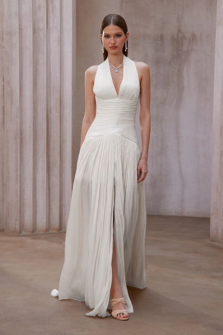 Enrica Maxi Dress White Gathered