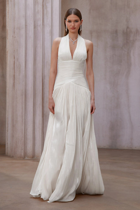 Enrica Maxi Dress White Gathered