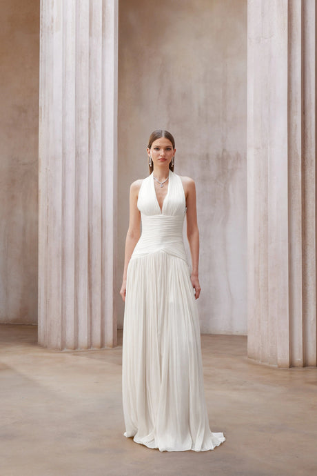 Enrica Maxi Dress White Gathered