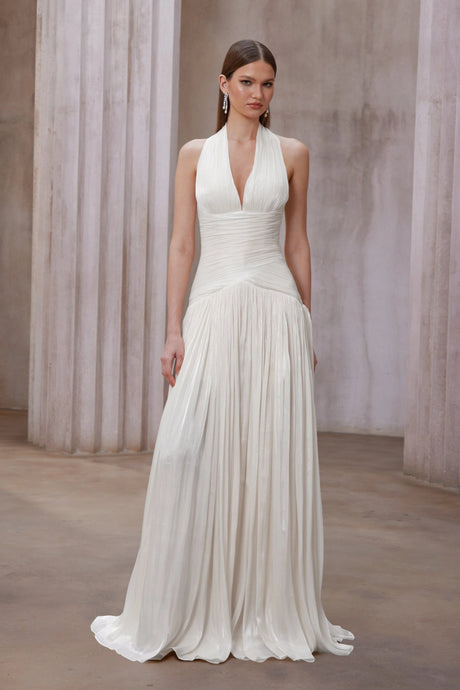 Enrica Maxi Dress White Gathered