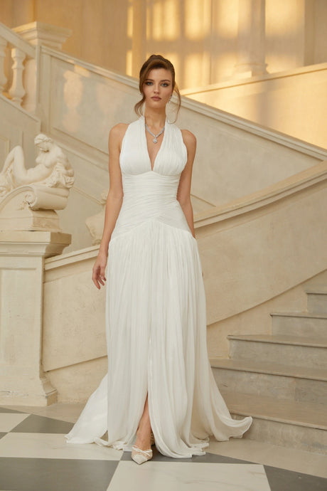 Dylan Maxi Dress White Gathered