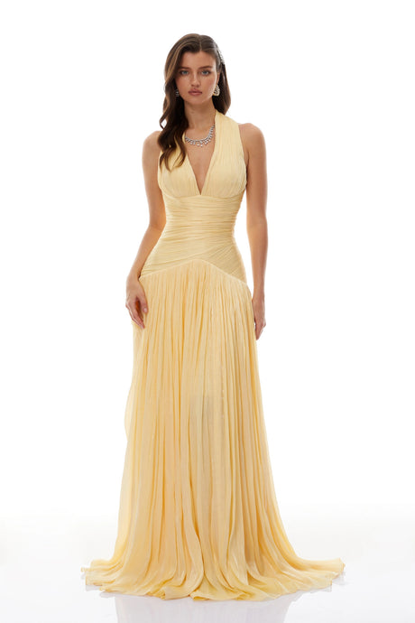 Dallas Maxi Dress Yellow Gathered