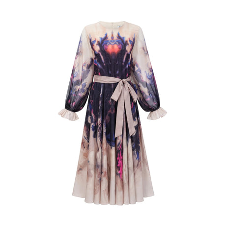 Alfreda midi dress smudged graffiti-print silk