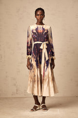 Urbaine smudged graffitiprint silk midi dress