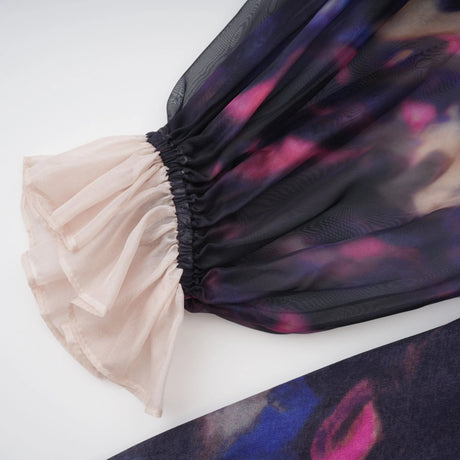 Urbaine smudged graffitiprint silk midi dress
