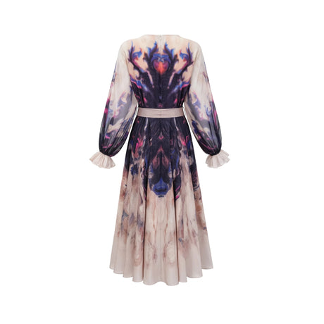 Alfreda midi dress smudged graffiti-print silk