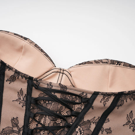 Concetta Maxi Dress Black Floral Lace Corset