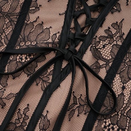 Concetta Maxi Dress Black Floral Lace Corset