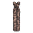 Urszula Black Floral Lace Corset Maxi Dress