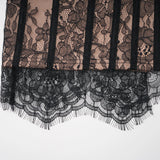 Urszula Black Floral Lace Corset Maxi Dress