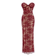 Urszula Red Floral Lace Corset Maxi Dress