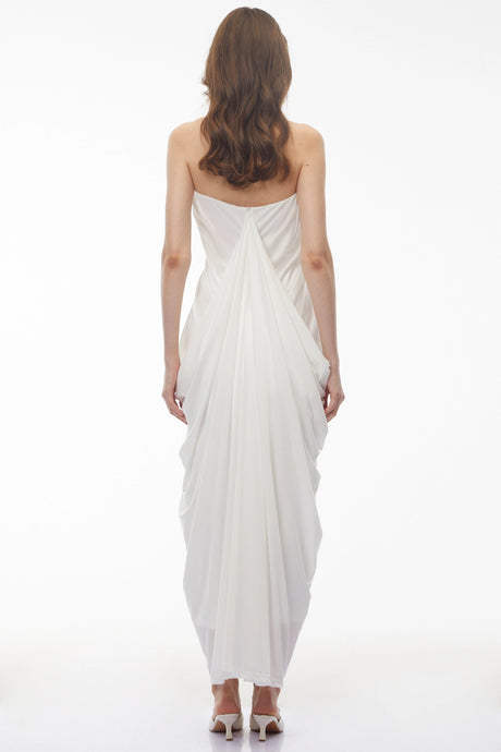Valeriana Maxi Dress White Halterneck Draped