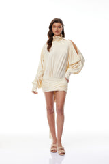 Vaka Butter Open Back Ruched Mini Dress