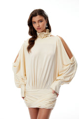 Vaka Butter Open Back Ruched Mini Dress