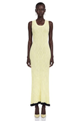 Vale Yellow UNeck Maxi Dress with Lace Trim