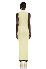 Vale Yellow UNeck Maxi Dress with Lace Trim