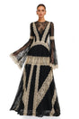 Valentina Black Color Block Lace Maxi Dress