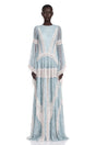 Valentina Green Color Block Lace Maxi Dress