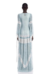 Valentina Green Color Block Lace Maxi Dress