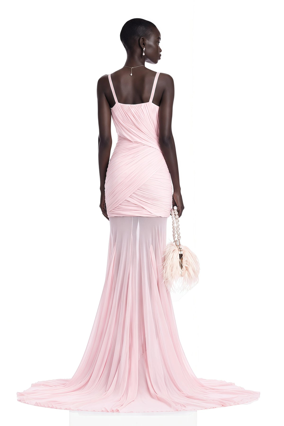 Valentina Pink VNeck Ruched Maxi Dress