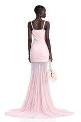 Valentina Pink VNeck Ruched Maxi Dress