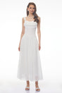 Valentina White Halterneck Ruched Maxi Dress