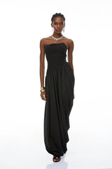 Valeria Black Asymmetrical Hem Maxi Dress