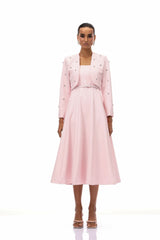 Valéria Pink Crystal Embellished Jacket  Dress Set