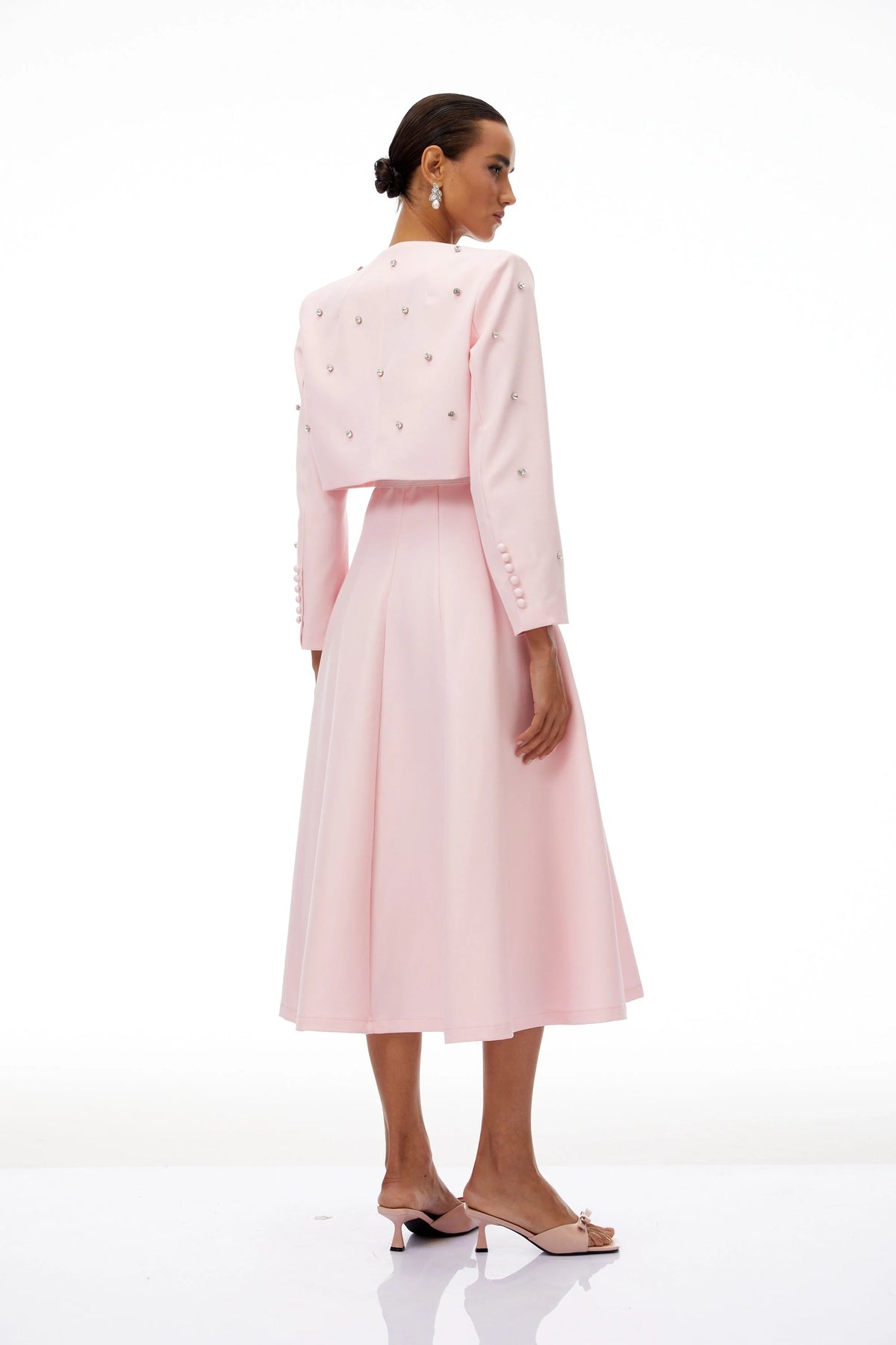 Valéria Pink Crystal Embellished Jacket  Dress Set
