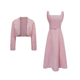 Valéria Pink Crystal Embellished Jacket  Dress Set