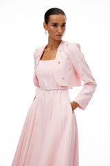 Valéria Pink Crystal Embellished Jacket  Dress Set