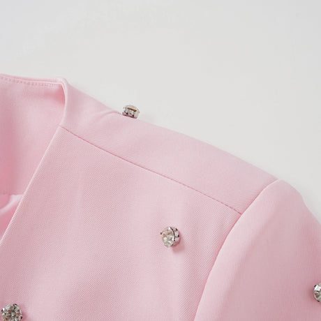 Valéria Pink Crystal Embellished Jacket  Dress Set