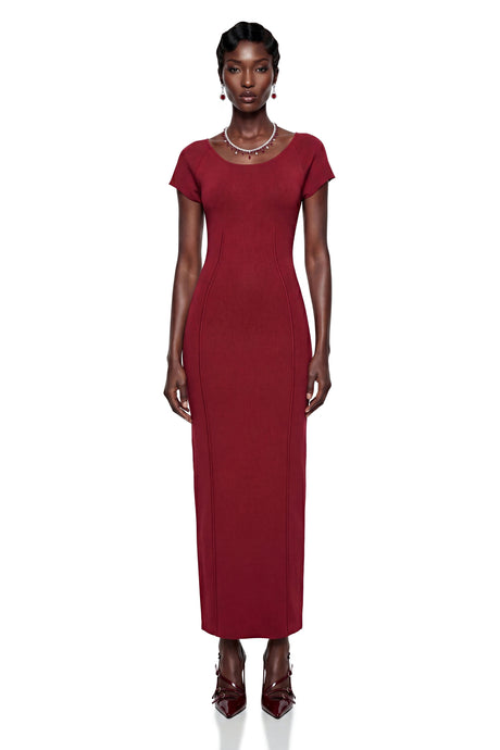 Dahlia Maxi Dress Red Knit Pencil