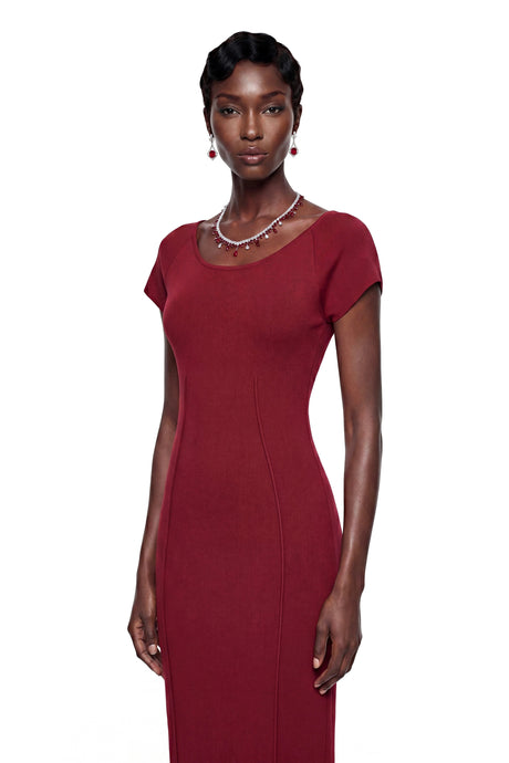 Dahlia Maxi Dress Red Knit Pencil