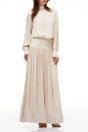 Valérie Neutral SelfTie Pleated Maxi Dress