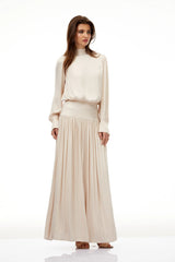 Valérie Neutral SelfTie Pleated Maxi Dress