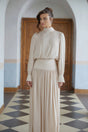 Valérie Neutral SelfTie Pleated Maxi Dress