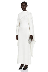 Vanilla White Maxi Dress with Cape Flared Sleeves