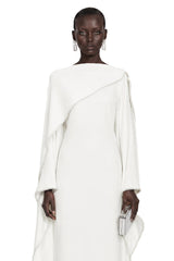 Vanilla White Maxi Dress with Cape Flared Sleeves