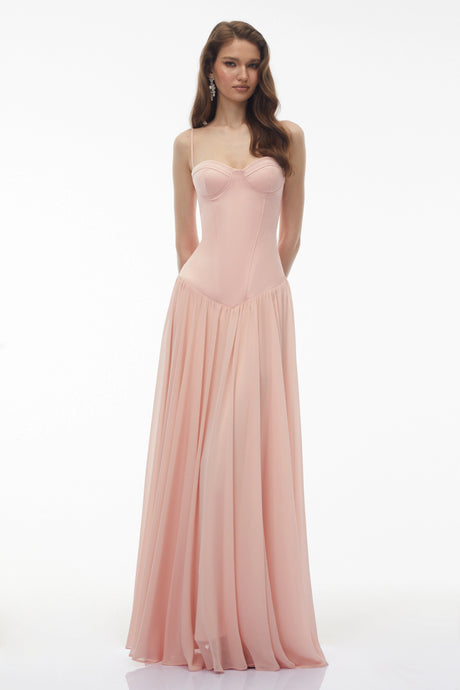 Michelina Maxi Dress Pink Sweetheart Pleated