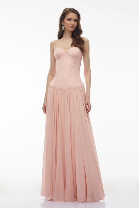 Michelina Maxi Dress Pink Sweetheart Pleated
