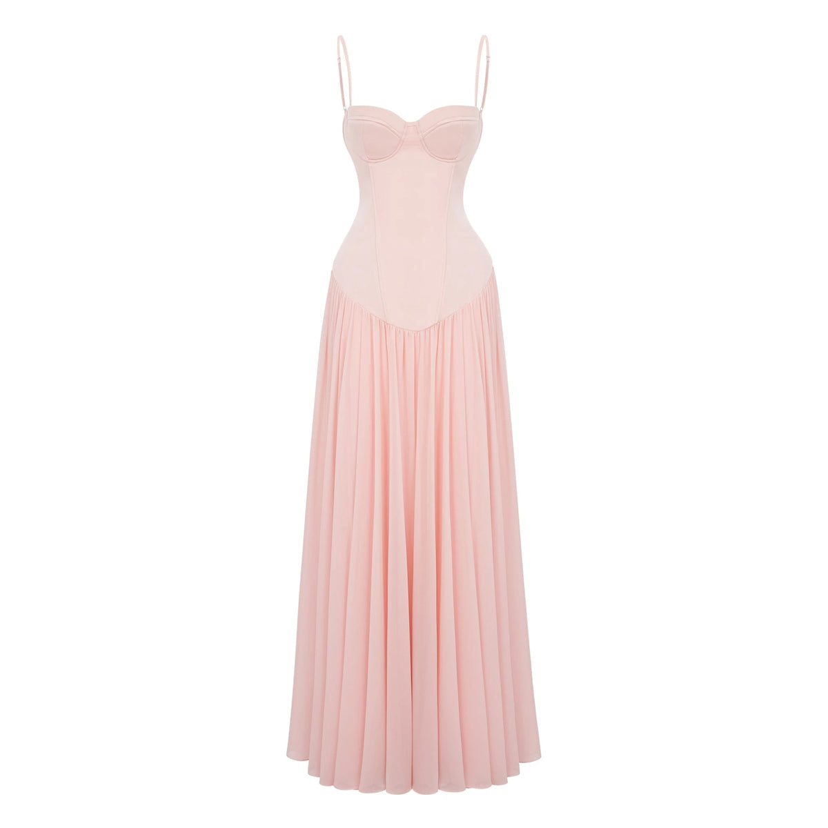 Vasylyna Pink Sweetheart Pleated Maxi Dress
