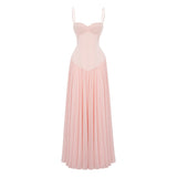 Vasylyna Pink Sweetheart Pleated Maxi Dress