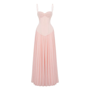 Vasylyna Pink Sweetheart Pleated Maxi Dress