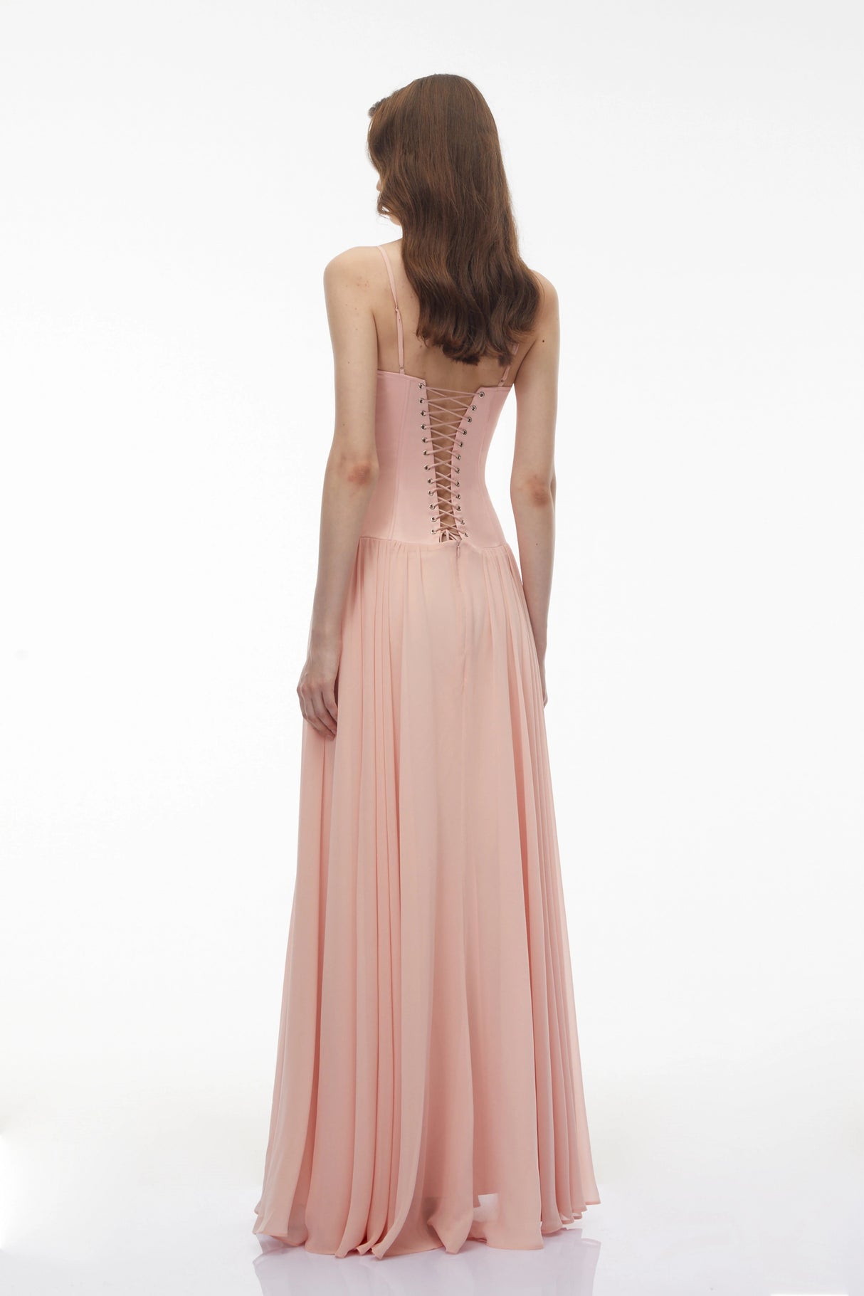 Vasylyna Pink Sweetheart Pleated Maxi Dress