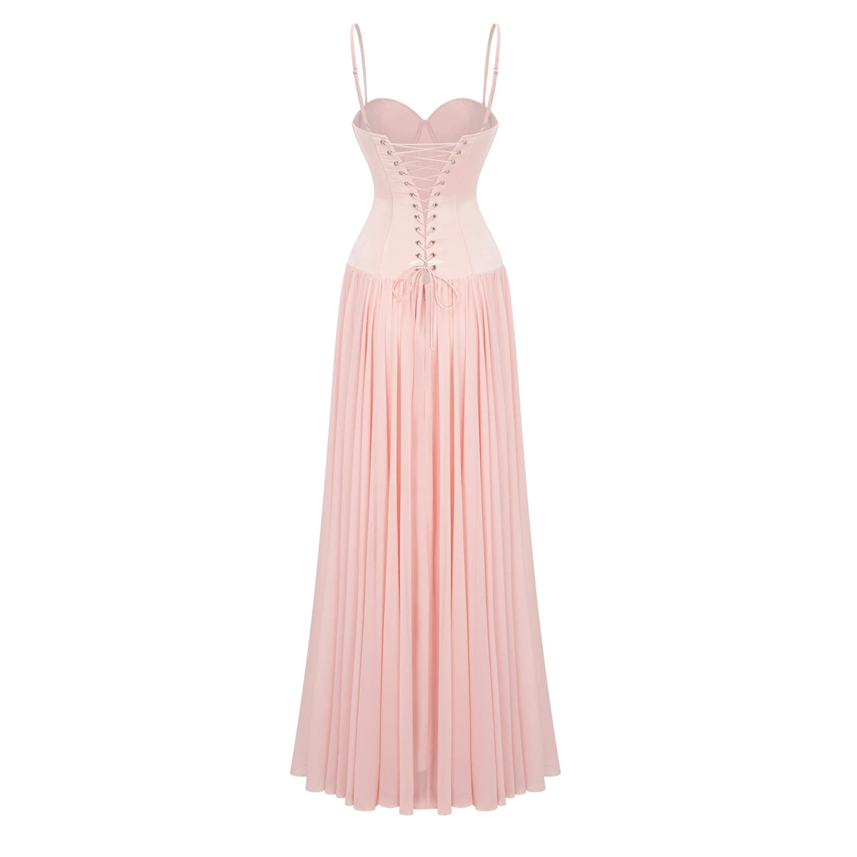 Vasylyna Pink Sweetheart Pleated Maxi Dress