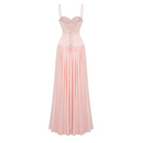 Vasylyna Pink Sweetheart Pleated Maxi Dress