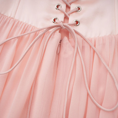 Michelina Maxi Dress Pink Sweetheart Pleated