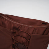 Vedette Brown Ruched Corset Maxi Dress Without Gloves