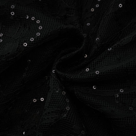 Velia Black Lace Glitter Tulle Maxi Gown